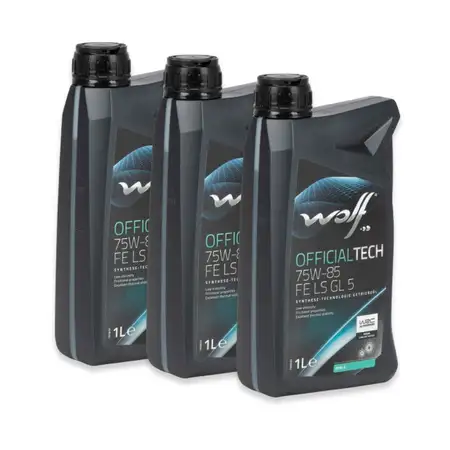 3L 3 Liter WOLF OFFICIALTECH 75W-85 FE LS GL 5 Schaltgetriebe&ouml;l Achsgetriebe&ouml;l