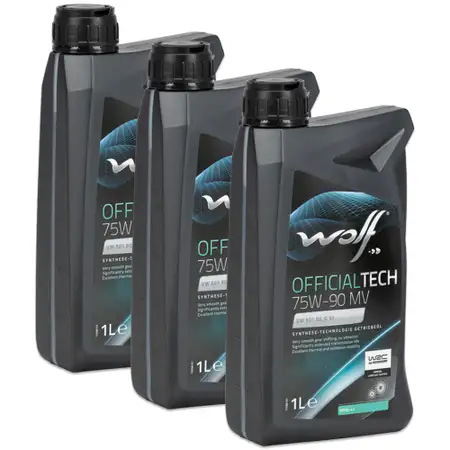 3L 3 Liter WOLF OFFICIALTECH 75W-90 MV Schaltgetriebe&ouml;l API GL4+ f&uuml;r BMW FORD MB VW
