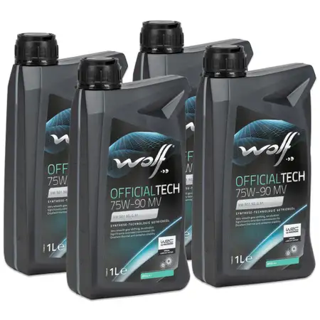 4L 4 Liter WOLF OFFICIALTECH 75W-90 MV Schaltgetriebe&ouml;l API GL4+ f&uuml;r BMW FORD MB VW