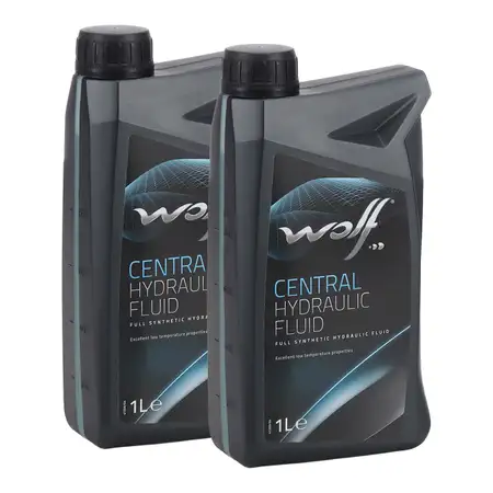 2L 2 LIter WOLF CENTRAL HYDRAULIC FLUID Hydraulik&ouml;l f&uuml;r BMW FIAT MERCEDES OPEL VOLVO VW