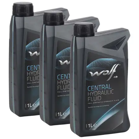 3L 3 LIter WOLF CENTRAL HYDRAULIC FLUID Hydraulik&ouml;l f&uuml;r BMW FIAT MERCEDES OPEL VOLVO VW