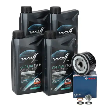 4L WOLF 0W-40 C3 SP Motor&ouml;l + BOSCH &Ouml;lfilter f&uuml;r DACIA MITSUBISHI NISSAN OPEL RENAULT