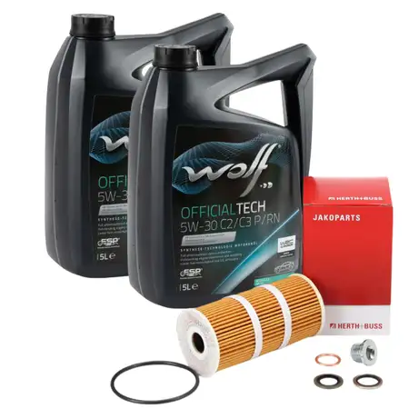 10L WOLF 5W30 C2/C3 P/RN Motor&ouml;l + H+B &Ouml;lfilter f&uuml;r FIAT MERCEDES NISSAN OPEL RENAULT