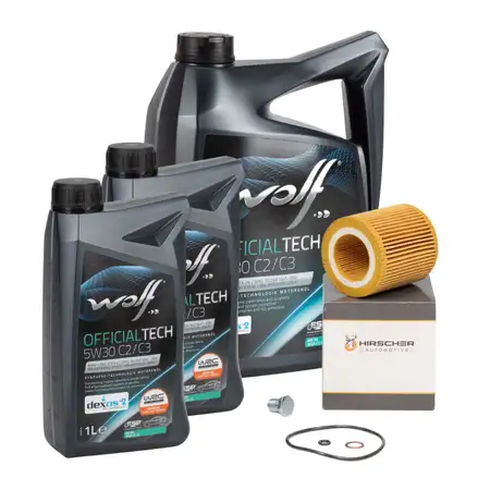 7L WOLF 5W30 C2/C3 Engine Oil + HIRSCHER Oil Filter for BMW 1 Series, 3 Series, 5 Series, 7 Series (N52, N53, N54, N55)