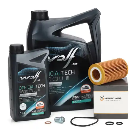 6L WOLF 5W30 C3 LL 3 Motor&ouml;l + HIRSCHER &Ouml;lfilter f&uuml;r MERCEDES W176 W246 W204 W205 OM651