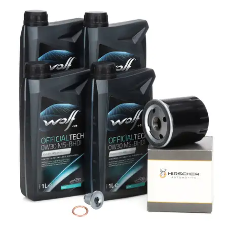 4L WOLF 0W30 MS-BHDI Motor&ouml;l + HIRSCHER &Ouml;lfilter f&uuml;r PSA C1 C3 108 OPEL Corsa F Mokka 1.2