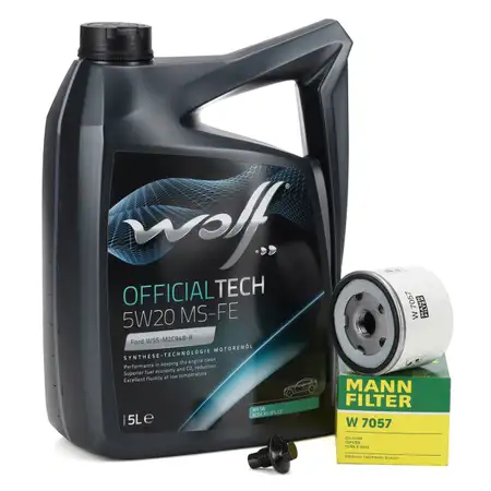 5L WOLF OFFICIALTECH 5W20 MS-FE Motor&ouml;l + MANN &Ouml;lfilter f&uuml;r FORD Focus 4 1.0/1.5 EcoBoost