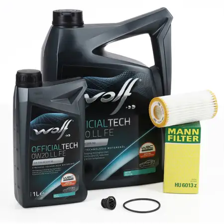 6L WOLF 0W20 LL FE Motor&ouml;l + MANN &Ouml;lfilter f&uuml;r VW Golf 7 8 A3 A4 A6 Q2 1.8/2.0 TSI/GTI/R