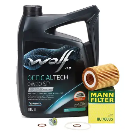 5L WOLF OFFICIALTECH 0W30 SP Motor&ouml;l + MANN &Ouml;lfilter f&uuml;r BMW 1er F20 F21 2er F30 F31 N13
