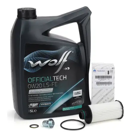 5L WOLF 0W20 LS-FE Motor&ouml;l + ORIGINAL MOPAR &Ouml;lfilter f&uuml;r ALFA ROMEO Giulia Stelvio 2.2 D