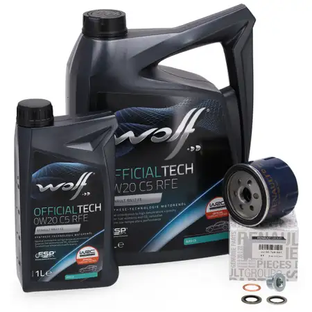 6L WOLF 0W20 C5 RFE Motor&ouml;l + ORIGINAL DACIA RENAULT &Ouml;lfilter 8200768927