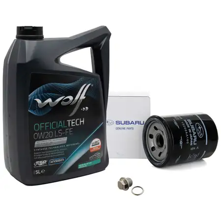 5L WOLF OFFICIALTECH 0W20 LS-FE Engine Oil + ORIGINAL Subaru Oil Filter 15208-AA160