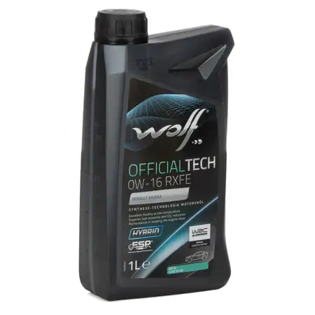 1L 1 Liter WOLF OFFICIALTECH 0W-16 RXFE Motor&ouml;l API SP ILSAC GF-6B Renault AN2022