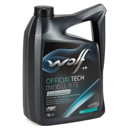 5L 5 Liter WOLF OFFICIALTECH 0W30 LL 3 FE Motor&ouml;l &Ouml;l f&uuml;r BMW LL-04 MB 229.51 VW 504/507.00