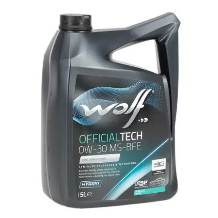 5L 5 Liter WOLF OFFICIALTECH 0W-30 MS-BFE Motor&ouml;l f&uuml;r BMW LL-19 FE 229.51 OPEL OV0401547