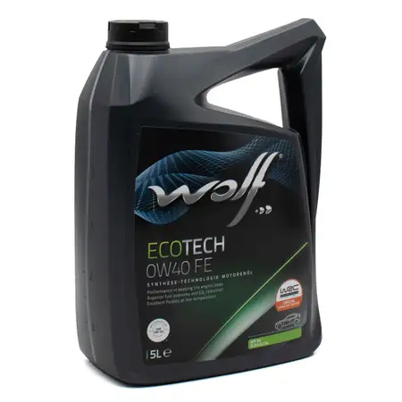 5L 5 Liter WOLF ECOTECH 0W40 FE Motor&ouml;l &Ouml;l API SN f&uuml;r PORSCHE A40 VW 502/505.00 MB 229.3/5