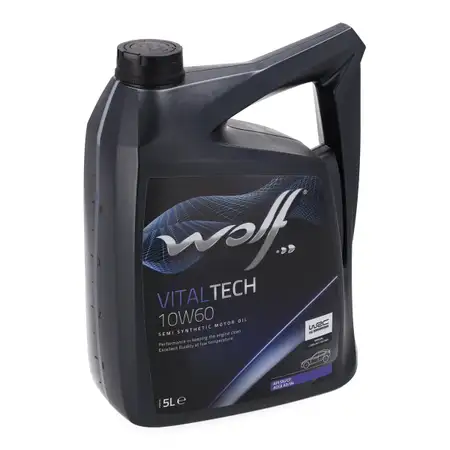 5L 5 Liter WOLF VITALTECH 10W-60 Motor&ouml;l API SN/CF ACEA A3/B4 VW 501.01/505.00