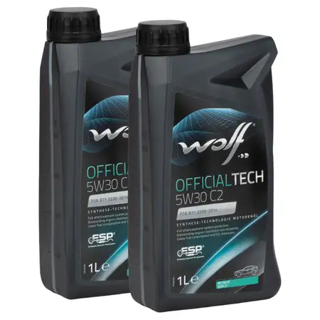 2L WOLF OFFICIALTECH 5W30 C2 Motor&ouml;l f&uuml;r FIAT 9.55535-S1 PSA B71 2290-2014 RENAULT RN 0700