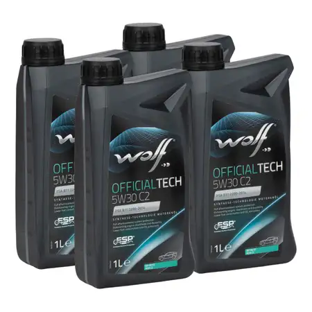 4L WOLF OFFICIALTECH 5W30 C2 Motor&ouml;l f&uuml;r FIAT 9.55535-S1 PSA B71 2290-2014 RENAULT RN 0700