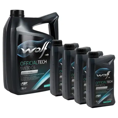 9L 9 Liter WOLF OFFICIALTECH 5W30 C4 Motor&ouml;l &Ouml;l f&uuml;r MB 229.51 RENAULT RN0720 9.55535-S4