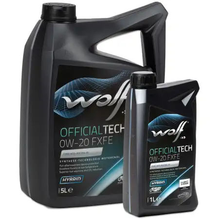 6L 6 Liter WOLF OFFICIALTECH 0W-20 FXFE Motor&ouml;l &Ouml;l Ford WSS-M2C954-A1