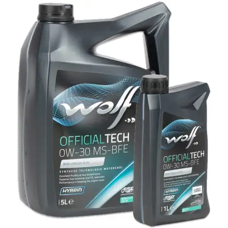 6L 6 Liter WOLF OFFICIALTECH 0W-30 MS-BFE Motor&ouml;l f&uuml;r BMW LL-19 FE 229.51 OPEL OV0401547