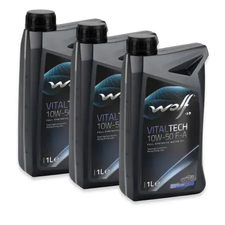 3L 3 Liter WOLF VITALTECH 10W50 F-A Motor&ouml;l &Ouml;l ACEA C3 API SP/RC/SN PLUS f&uuml;r ABARTH 0101