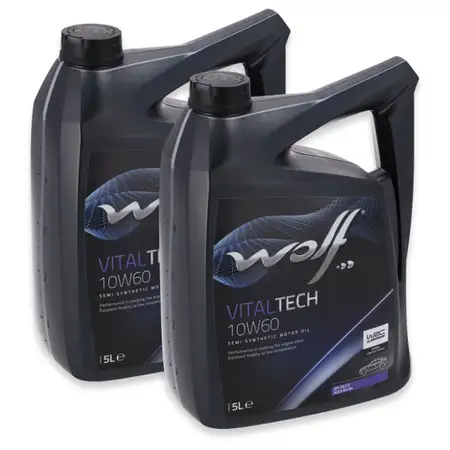 10L 10 Liter WOLF VITALTECH 10W-60 Motor&ouml;l API SN/CF ACEA A3/B4 VW 501.01/505.00