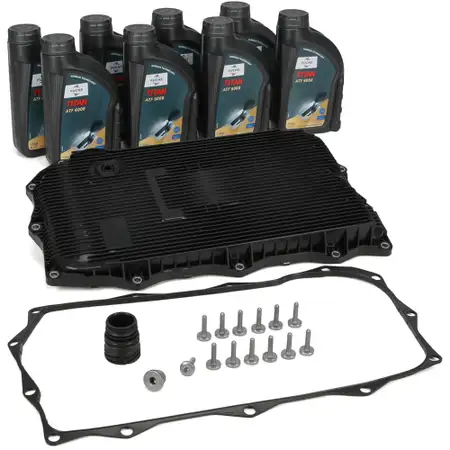 Transmission oil pan + gasket + filter + 8L FUCHS transmission oil for BMW 8-speed 8HP45-75