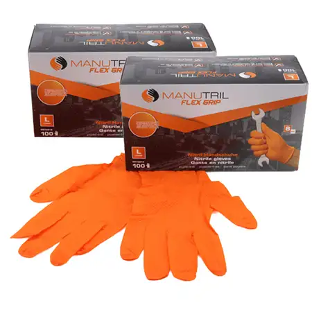 200x Gr&ouml;&szlig;e 9 / L Nitril Flex Grip Handschuhe Schutzhandschuhe diamantbeschichtet ORANGE