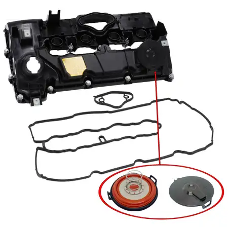 Ventildeckel + Dichtung f&uuml;r BMW 1er E81-88 3er E90-93 5er E60 E61 N43 11127553626