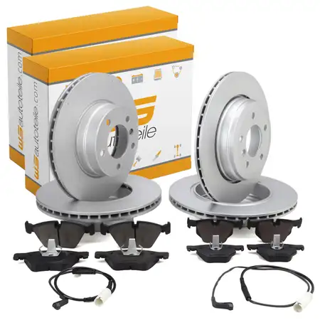 Bremsscheiben + Bremsbel&auml;ge + Sensor f&uuml;r BMW 5er E61 520-525i 520d 525d vorne + hinten