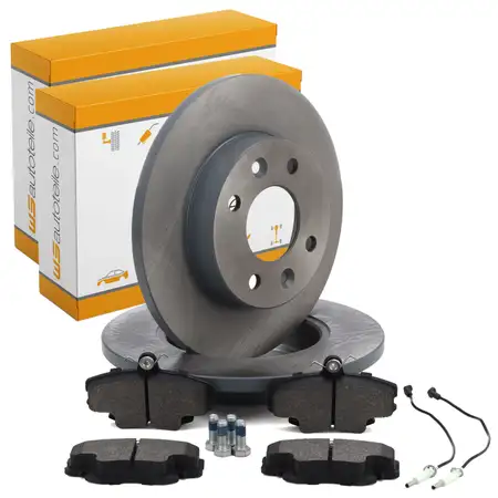 Bremsscheiben + Bel&auml;ge + Sensor f&uuml;r RENAULT Clio 1 2 Megane 1 Thalia 1 Twingo 1 vorne