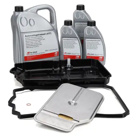 Getriebe&ouml;lwanne + Filter + Dichtung 7-Gang 722.9 + 8L febi Getriebe&ouml;l f&uuml;r MERCEDES-BENZ