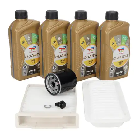 Filter set + 4L TOTAL 5W-30 engine oil for CITROEN C1, PEUGEOT 107, TOYOTA Aygo B1 1.0 68 hp