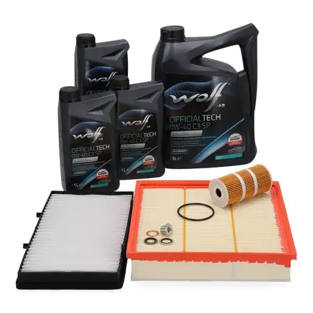 Filterset 3-tlg + 8L WOLF 0W40 C3 SP f&uuml;r NISSAN Primastar OPEL Vivaro A Trafic 2 2.0/2.5D
