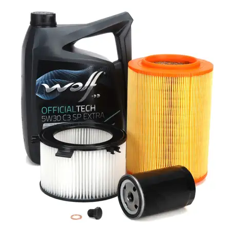 Filterset + 5L WOLF 5W30 C3 SP EXTRA Motor&ouml;l f&uuml;r VW Transporter T4 1.8 2.0 bis 08.1995