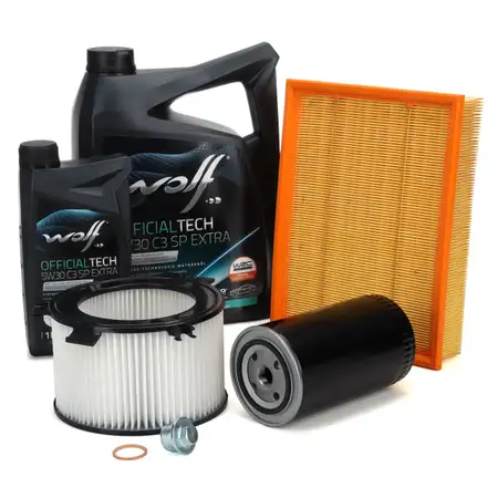 Filterset 3-tlg 6L WOLF 5W30 C3 SP EXTRA f&uuml;r VW Transporter T4 2.5 2.4 D ab 09.95 2.5 TDI