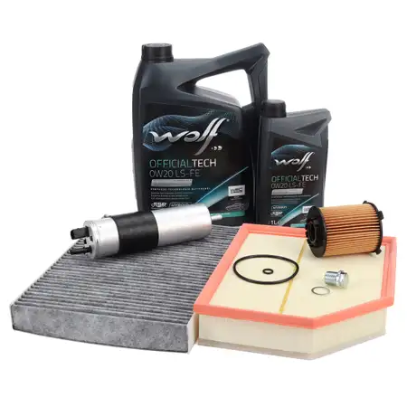 Filterset 4-tlg + 6L WOLF 0W20 LS-FE Motor&ouml;l f&uuml;r VOLVO S90 II V60 II V90 II XC60 II XC90