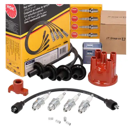 JP Verteillerkappe + Finger + NGK Kabelsatz + Z&uuml;ndkerze f&uuml;r VW K&auml;fer 1200 1303 34/44 PS