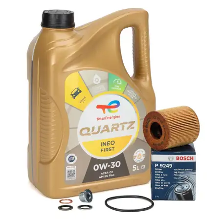 5L TOTAL QUARTZ 0W-30 Motor&ouml;l &Ouml;l + BOSCH &Ouml;lfilter fCITROEN f&uuml;r FIAT FORD PEUGEOT