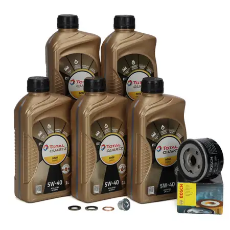 5L TOTAL QUARTZ 9000 ENERGY 5W-40 Engine Oil + BOSCH Oil Filter for DACIA, NISSAN, OPEL, RENAULT