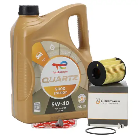 5L TOTAL 5W40 Motor&ouml;l + HIRSCHER &Ouml;lfilter f&uuml;r CITROEN FORD MINI PEUGEOT VOLVO 1.4-1.6 D