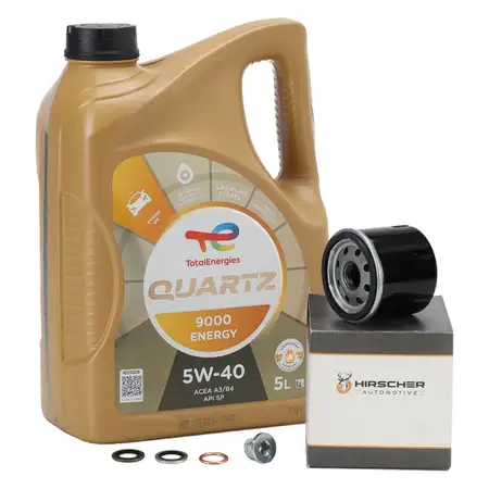 5L TOTAL QUARTZ 9000 ENERGY 5W-40 Motor&ouml;l + HIRSCHER &Ouml;lfilter f&uuml;r RENAULT DACIA 1.2