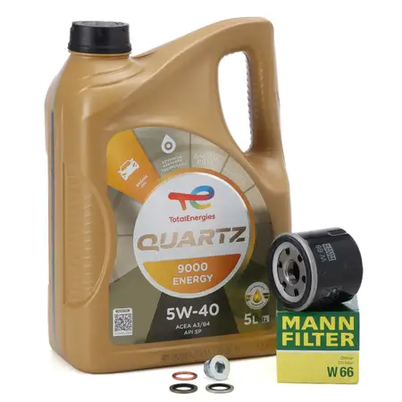 5L TOTAL QUARTZ 9000 ENERGY 5W-40 Motor&ouml;l + MANN &Ouml;lfilter f&uuml;r RENAULT Clio 2 3 4 1.2