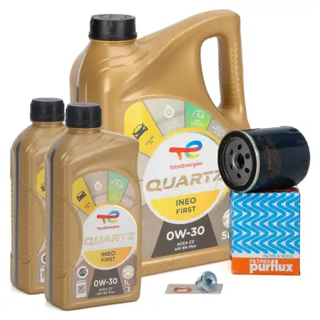 7L TOTAL QUARTZ 0W-30 Motor&ouml;l + PURFLUX &Ouml;lfilter CITROEN Jumper PEUGEOT 2.0/2.2 BlueHDI