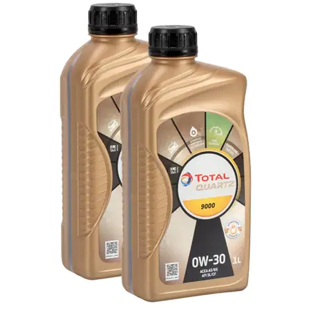2L 2 Liter TOTAL QUARTZ 9000 0W-30 Motor&ouml;l ACEA A5/B5 API SL/CF f&uuml;r VOLVO VCC95200377