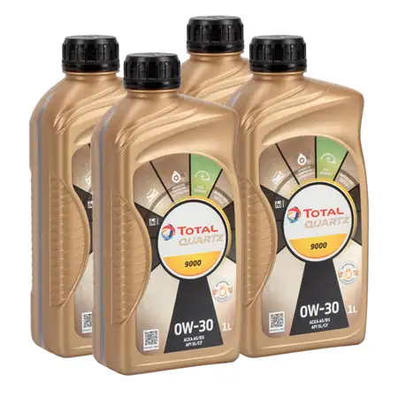 4L 4 Liter TOTAL QUARTZ 9000 0W-30 Motor&ouml;l ACEA A5/B5 API SL/CF f&uuml;r VOLVO VCC95200377