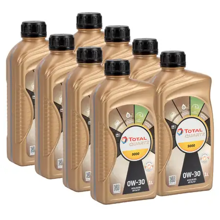 8L 8 Liter TOTAL QUARTZ 9000 0W-30 Motor&ouml;l ACEA A5/B5 API SL/CF f&uuml;r VOLVO VCC95200377