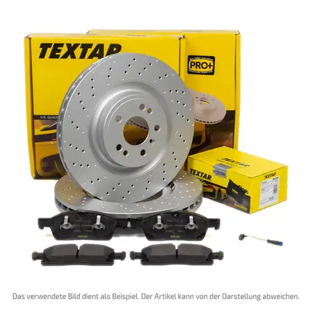 TEXTAR Bremsscheiben + Bremsbel&auml;ge + Sensor f&uuml;r MERCEDES M GLE W166 C292 GL GLS X166 vorne